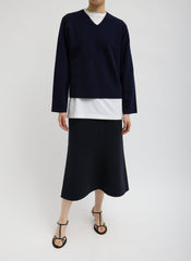 Luxe Double Faced Wool Angora Sculpted Skirt | Tibi Navy