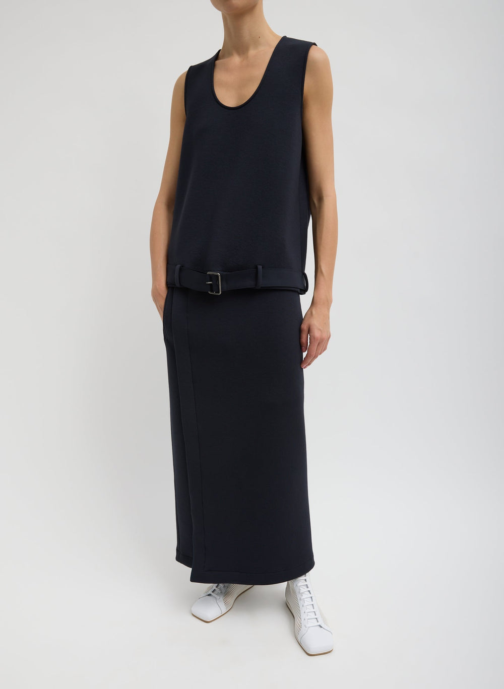 Bonded Viscose Maxi Wrap Skirt | Tibi Dark Navy