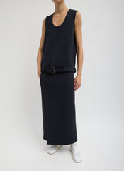 Bonded Viscose Maxi Wrap Skirt | Tibi Dark Navy