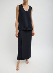 Bonded Viscose Maxi Wrap Skirt | Tibi Dark Navy