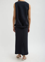 Bonded Viscose Maxi Wrap Skirt | Tibi Dark Navy