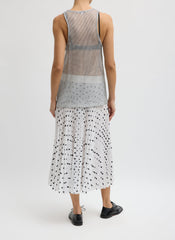Scribble Dot Print Pull On Pleated Skirt | Tibi White/Black Multi