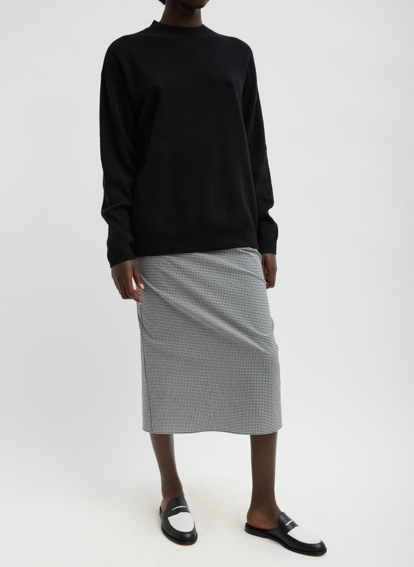 Tech Gingham Slip Skirt | Tibi Black/White Gingham