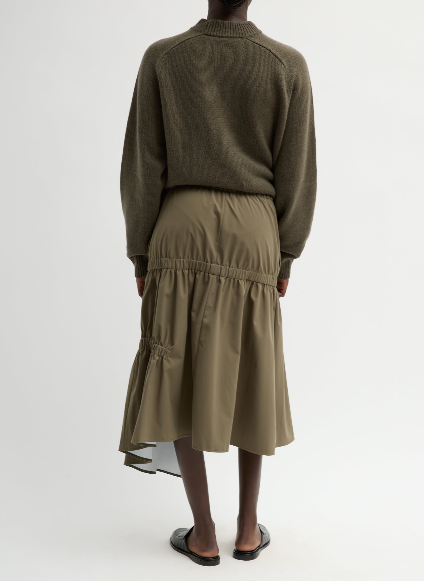Tech Suiting Asymmetrical Skirt | Tibi Dark Hazelnut