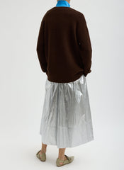 Silver Metallic Nylon Pull On Full Skirt | Tibi Silver