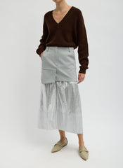 Silver Metallic Nylon Pull On Full Skirt | Tibi Silver