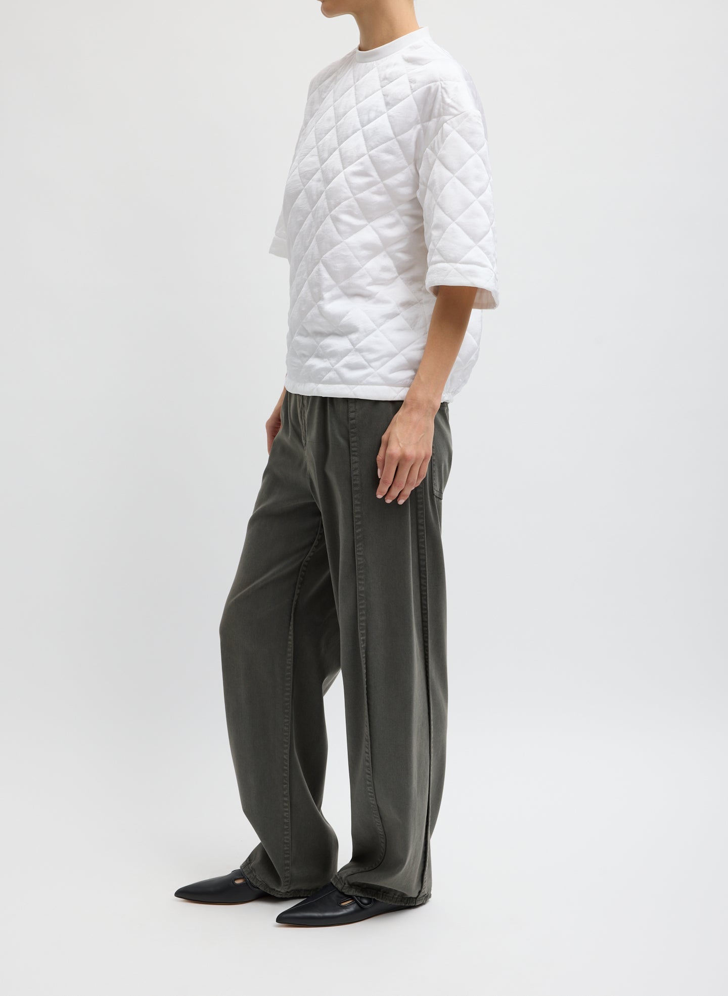 Garment Dyed Stretch Twill Tuck Pant | Tibi Grey