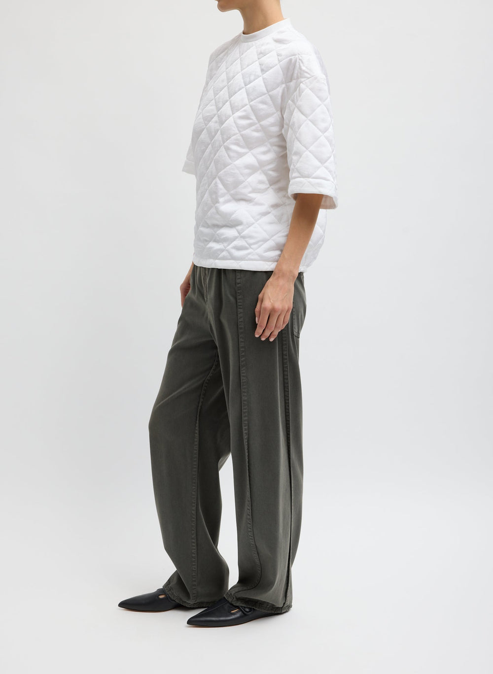 Garment Dyed Stretch Twill Tuck Pant | Tibi Grey