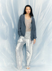 Silver Metallic Nylon Winslow Pant | Tibi Silver