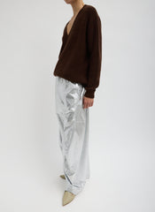 Silver Metallic Nylon Winslow Pant | Tibi Silver