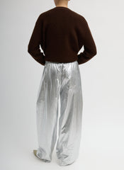 Silver Metallic Nylon Winslow Pant | Tibi Silver