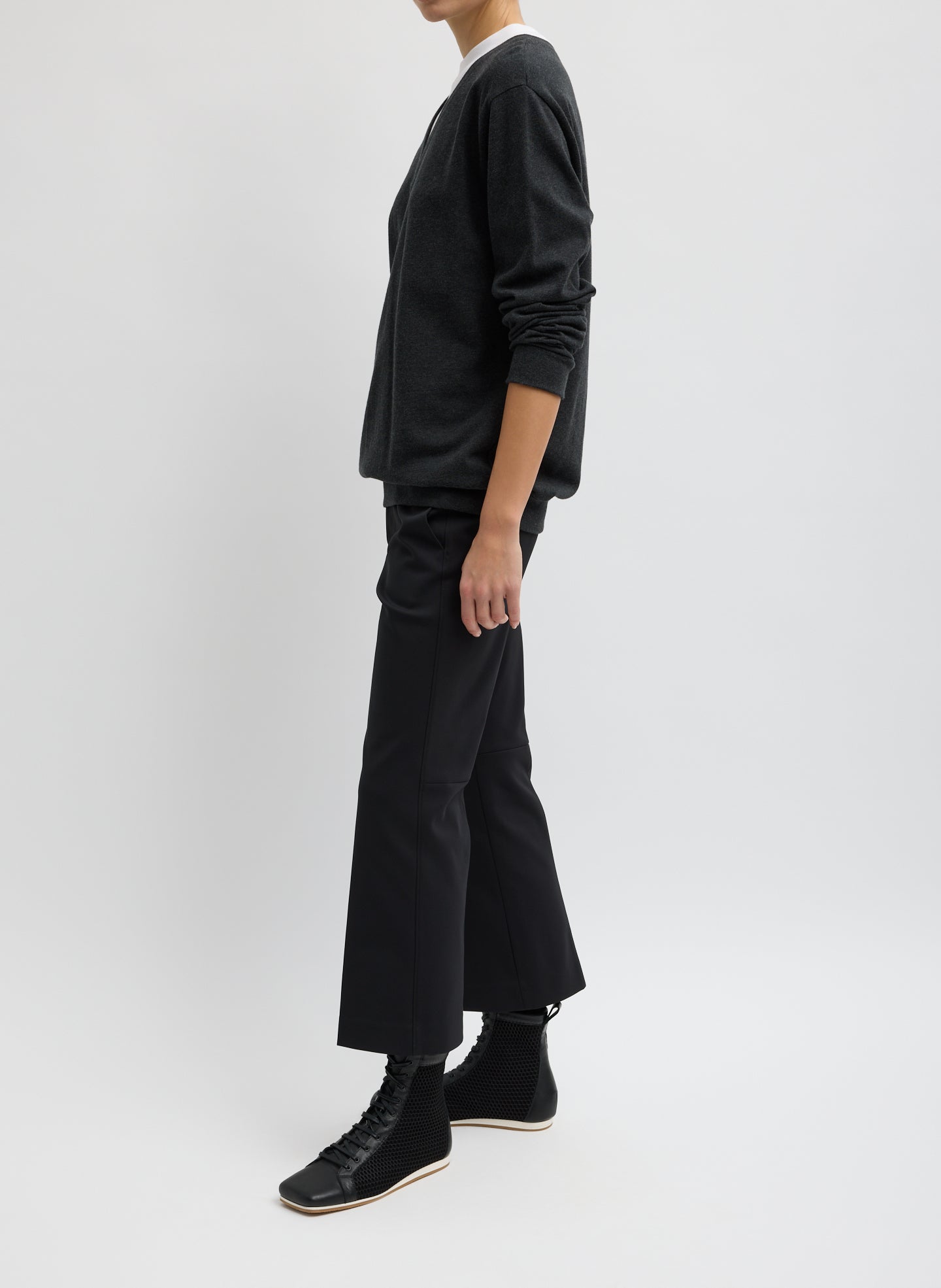 Compact Tech Knit Cropped Bootcut Pant | Tibi Black