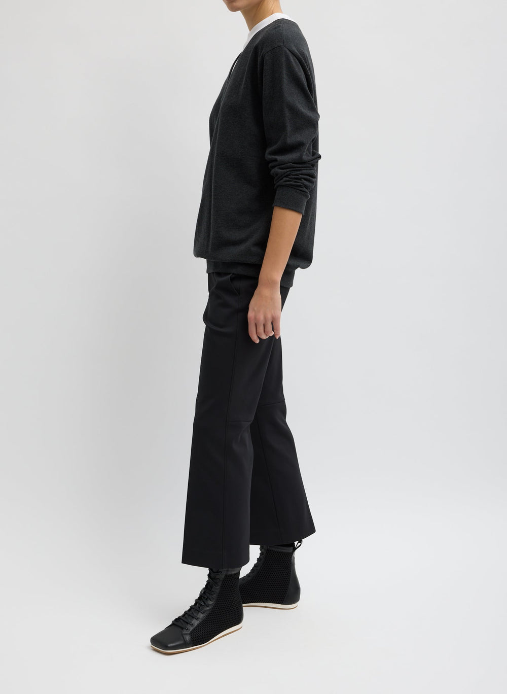 Compact Tech Knit Cropped Bootcut Pant | Tibi Black