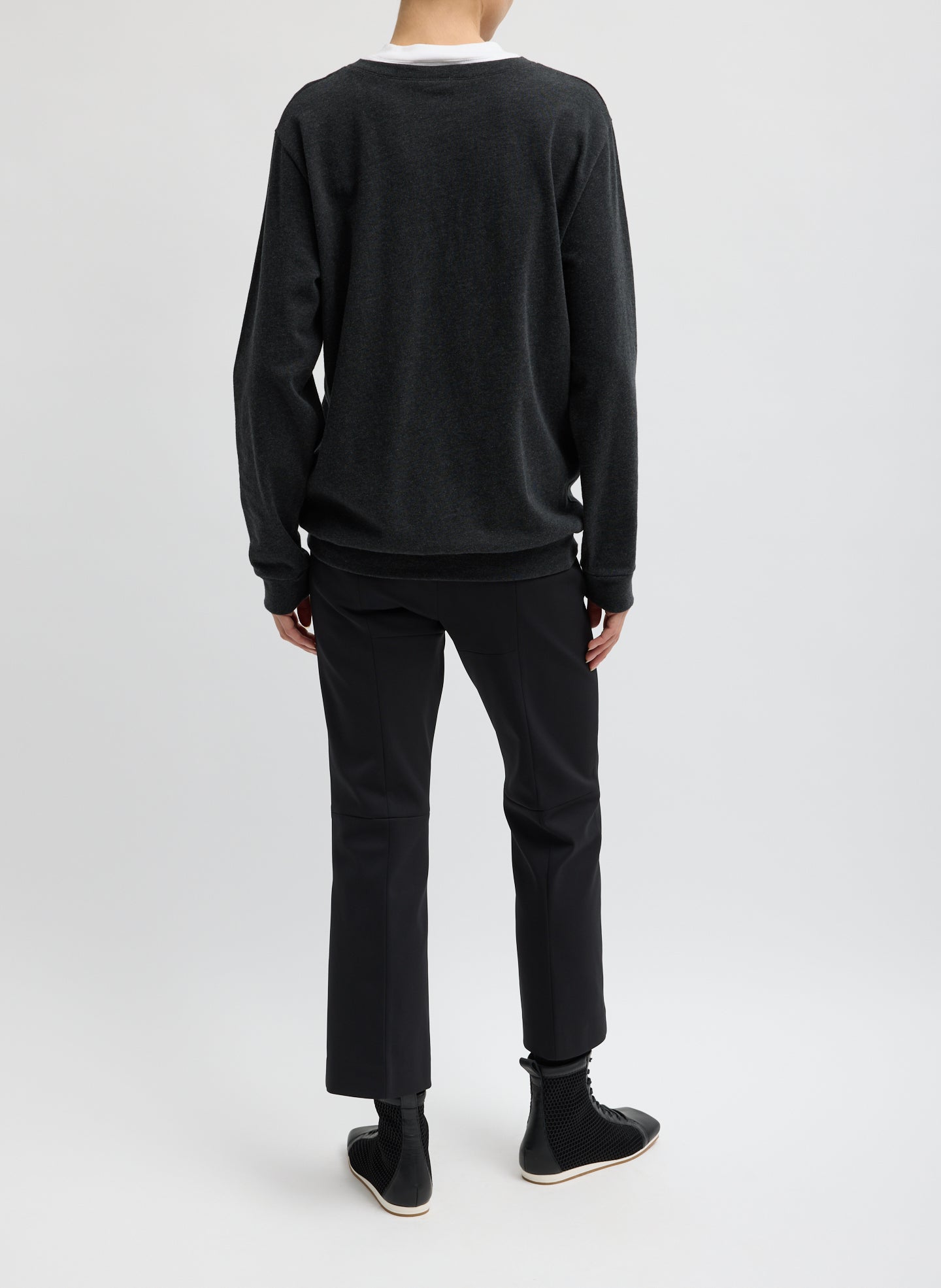 Compact Tech Knit Cropped Bootcut Pant | Tibi Black