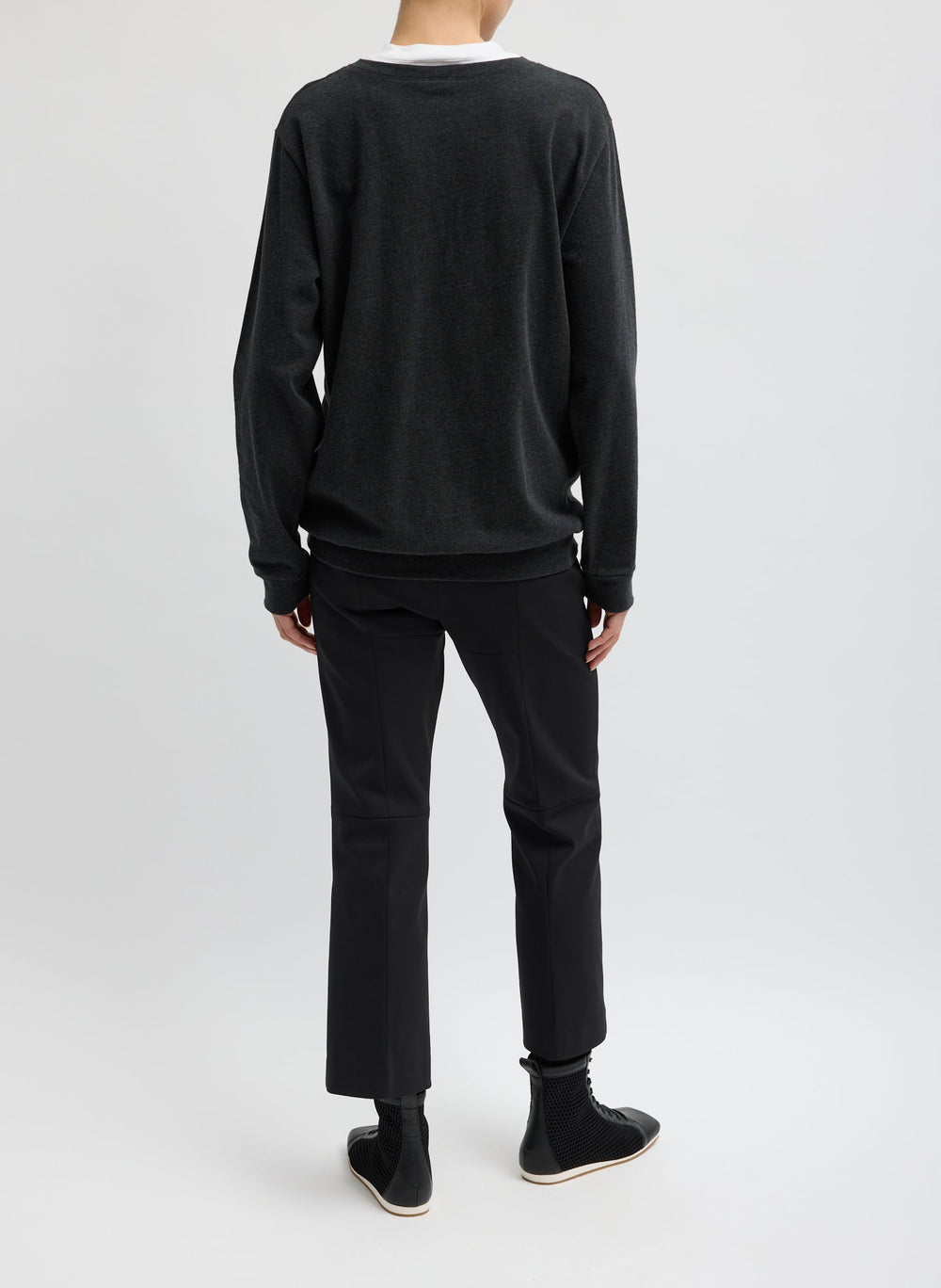 Compact Tech Knit Cropped Bootcut Pant | Tibi Black